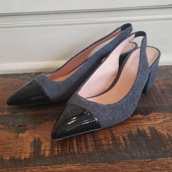 J.Crew Laney slingback pumps wool leather AB074 - Picture 1 of 4